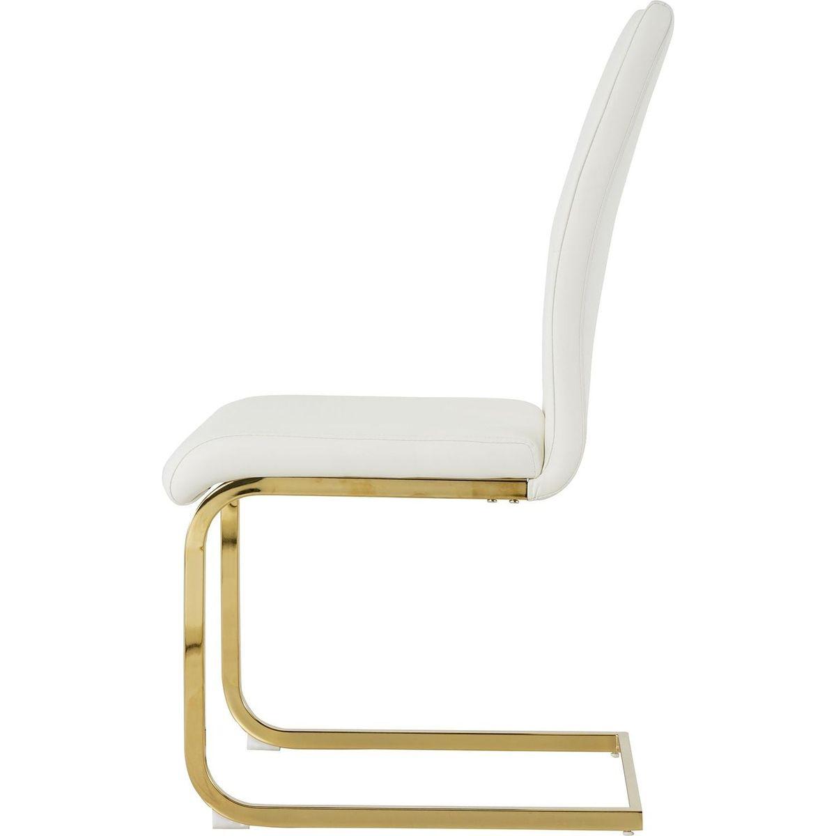 Modern Dining Chairs with Faux Leather Padded Seat Dining Living Room Chairs Upholstered Chair with gold Metal Legs Design for Kitchen, Living, Bedroom, Dining Room Side Chairs Set of 4