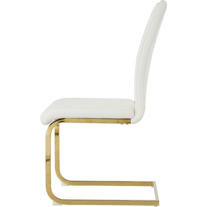 Modern Dining Chairs with Faux Leather Padded Seat Dining Living Room Chairs Upholstered Chair with gold Metal Legs Design for Kitchen, Living, Bedroom, Dining Room Side Chairs Set of 4