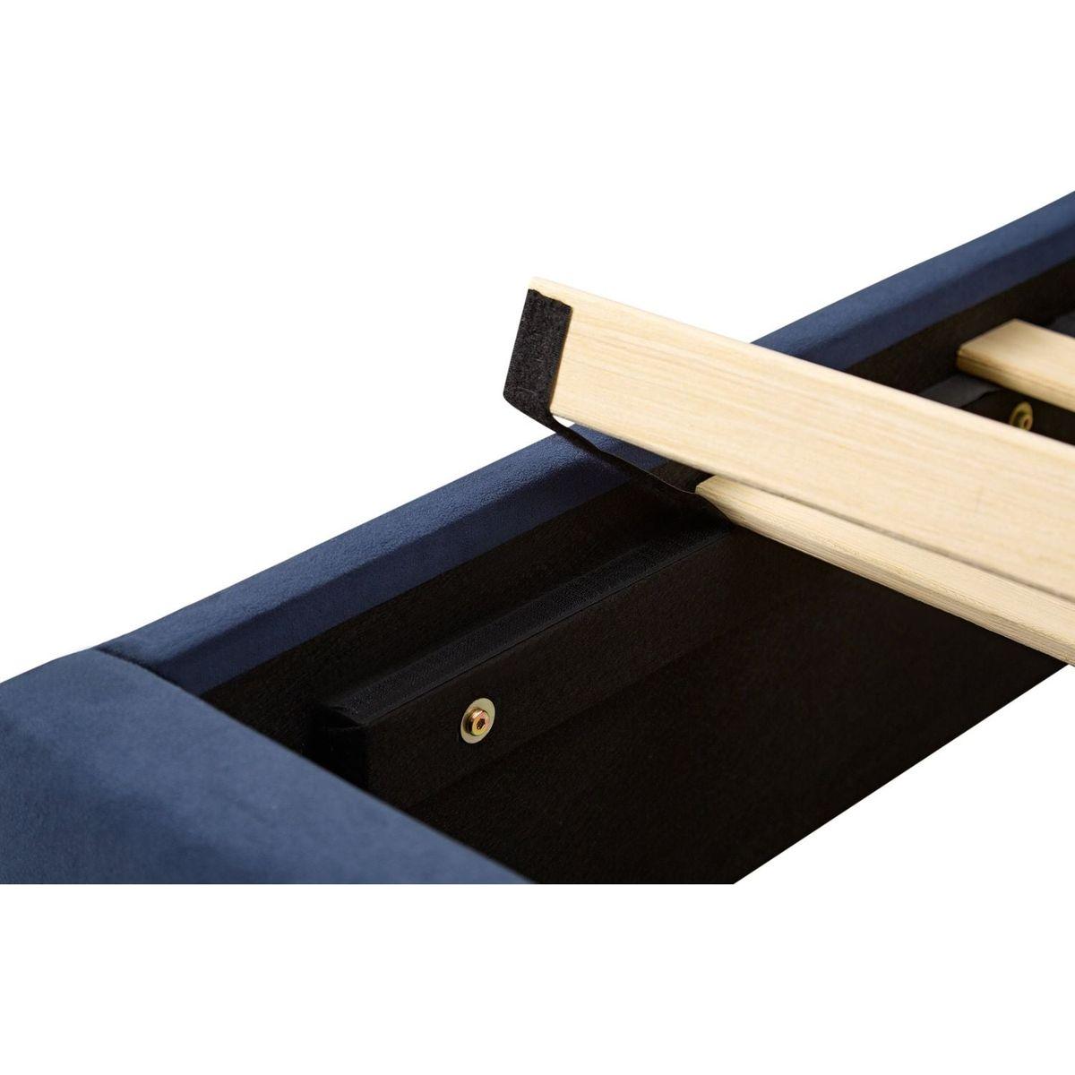 Queen Size Velvet Bed Frame/Vertical Channel Tufted Wingback Headboard/Upholstered Platform Bed/Strong Wooden Slats/No Box Spring Needed/Easy AssemblyRoyal blue