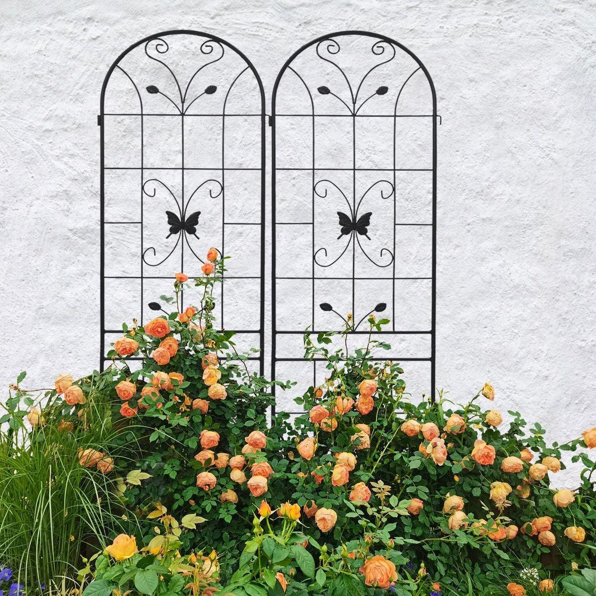 4 Pack Metal Garden Trellis 86.7" x 19.7" Rustproof Trellis for Climbing Plants Outdoor Flower Support Black