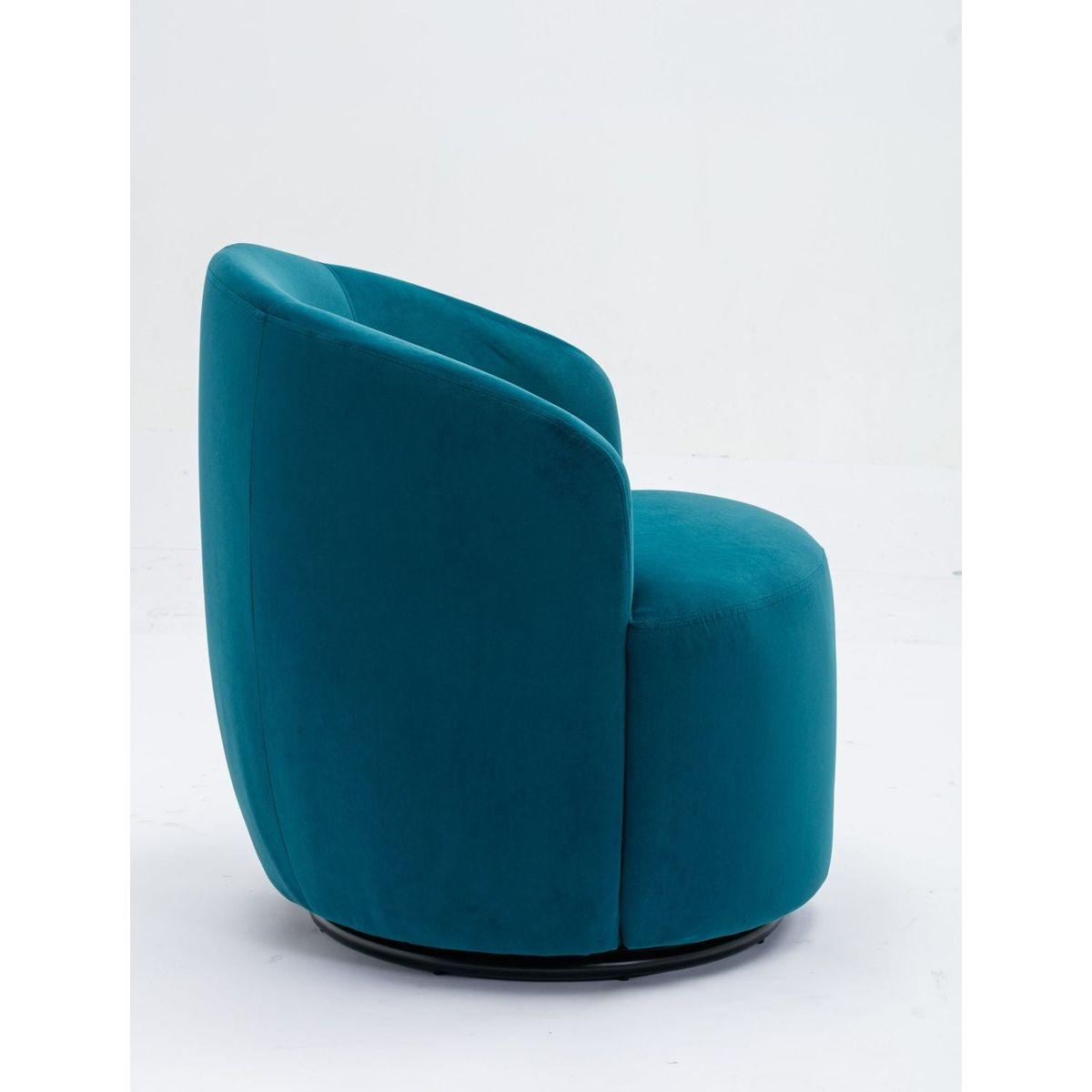 Velvet Fabric Swivel Accent Armchair Barrel Chair With Black Powder Coating Metal Ring,Teal