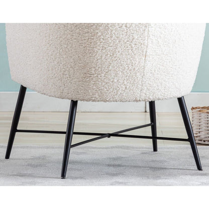 Modern Style 1pc Accent Chair White Sheep Wool-Like Fabric Covered Metal Legs Stylish Living Room Furniture