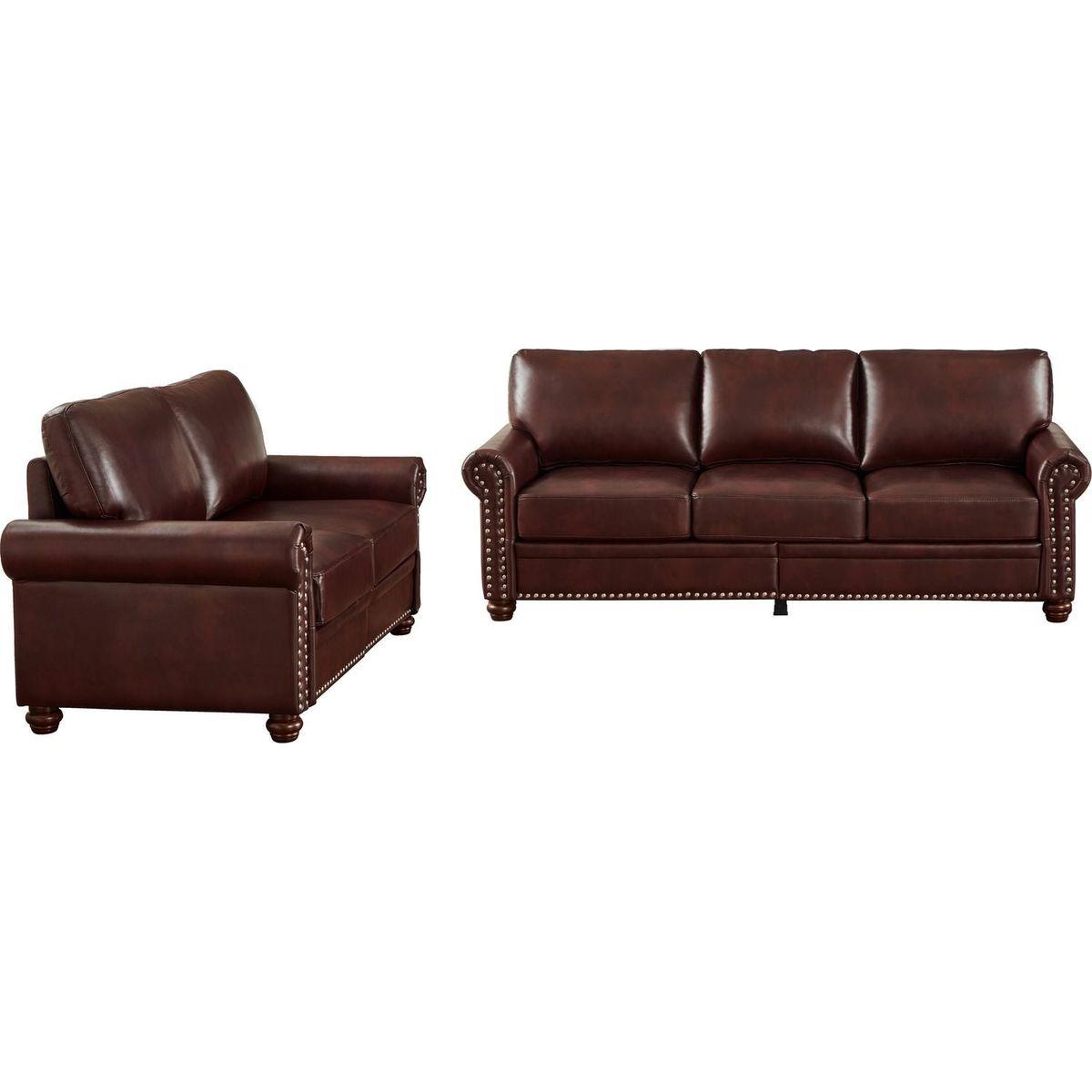 Living Room Sofa with Storage Sofa 2+3 Sectional Burgundy Faux Leather