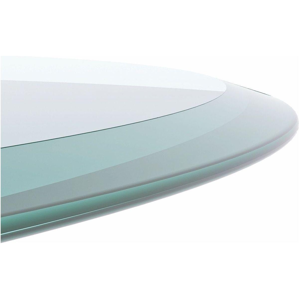 30" Inch Round Tempered Glass Table Top Clear Glass 2/5 Inch Thick Beveled Polished Edge
