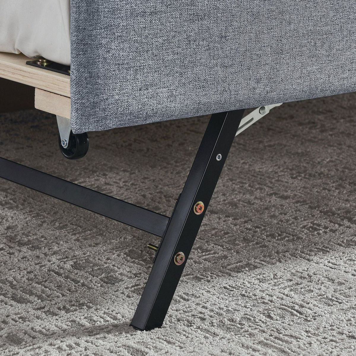 Twin Size Upholstery DayBed with Twin Size Erectable Trundle and USB Charging Design, Linen Grey