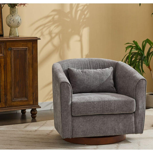 Swivel Accent Chair for Living Room, Sofa Chairs with Wood Base Side, Comfy Swivel Accent Chair with Wide Upholstered, for Living Room