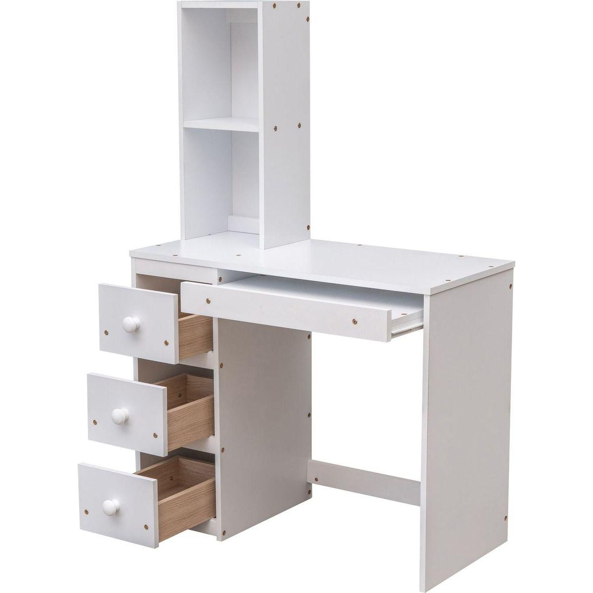 Twin Size Loft Bed with a Stand-alone Bed, Storage Staircase, Desk, Shelves and Drawers, White