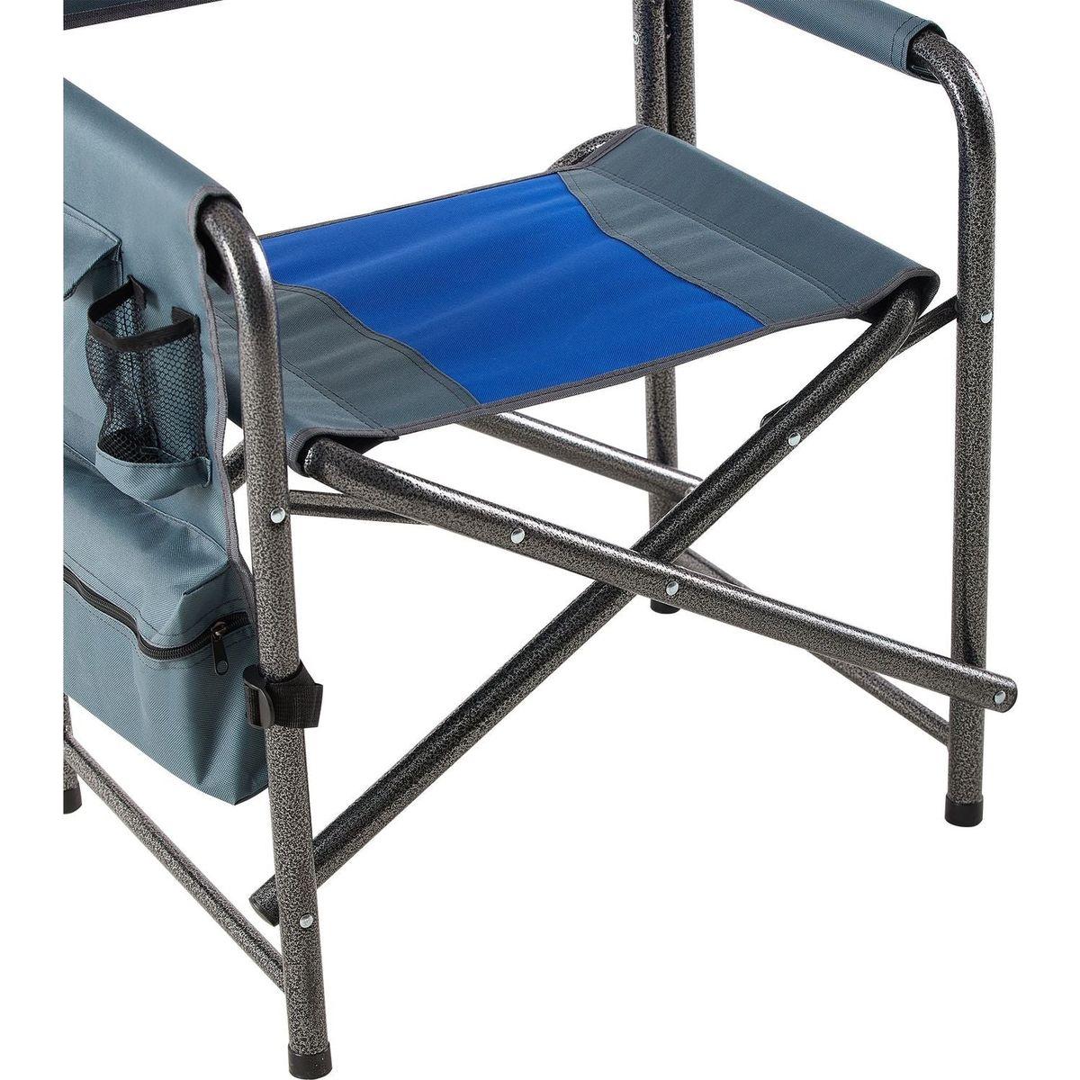 1-piece Padded Folding Outdoor Chair with Storage Pockets,Lightweight Oversized Directors Chair for indoor, Outdoor Camping, Picnics and Fishing,Blue/Grey