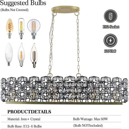 Modern Champagne Gold Oval Crystal ceiling chandelier Luxury Home Decor Light Fixture