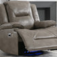 360 Swivel and Rocking Home Theater Recliner Manual Recliner Chair with a LED Light Strip for Living Room,Bedroom, Grey