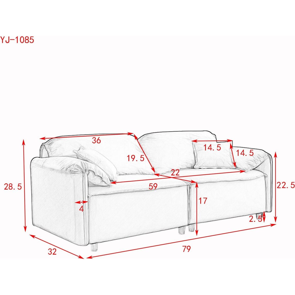 79" Velvet Sofa, Upholstered Recliner Sofa with Pillows, Living Room Sofa Chair Furniture, Home Office Use