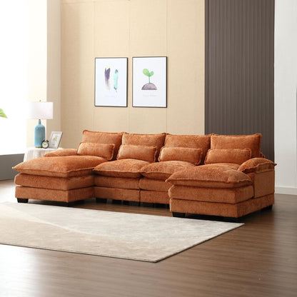 Modern Large chenille Fabric U-Shape Sectional Sofa
