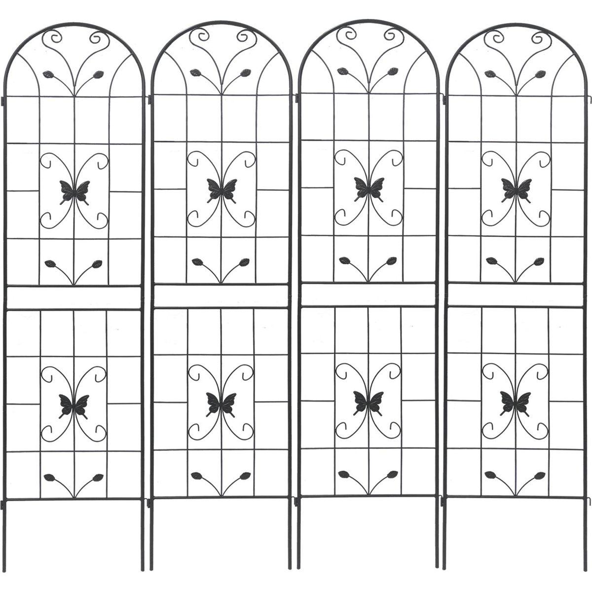 4 Pack Metal Garden Trellis 86.7" x 19.7" Rustproof Trellis for Climbing Plants Outdoor Flower Support Black