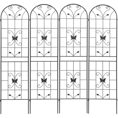 4 Pack Metal Garden Trellis 86.7" x 19.7" Rustproof Trellis for Climbing Plants Outdoor Flower Support Black