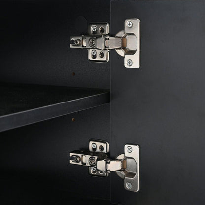 Modern TV Stand with Metal Legs and Gold Handles for TVs Up to 80", Media Console Table with Cabinets and Adjustable Shelves, Luxury TV Cabinet with Geometric Lines for Living Room, Black