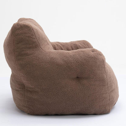 Soft Teddy Fabric Tufted Foam Bean Bag Chair With Teddy Fabric Coffee