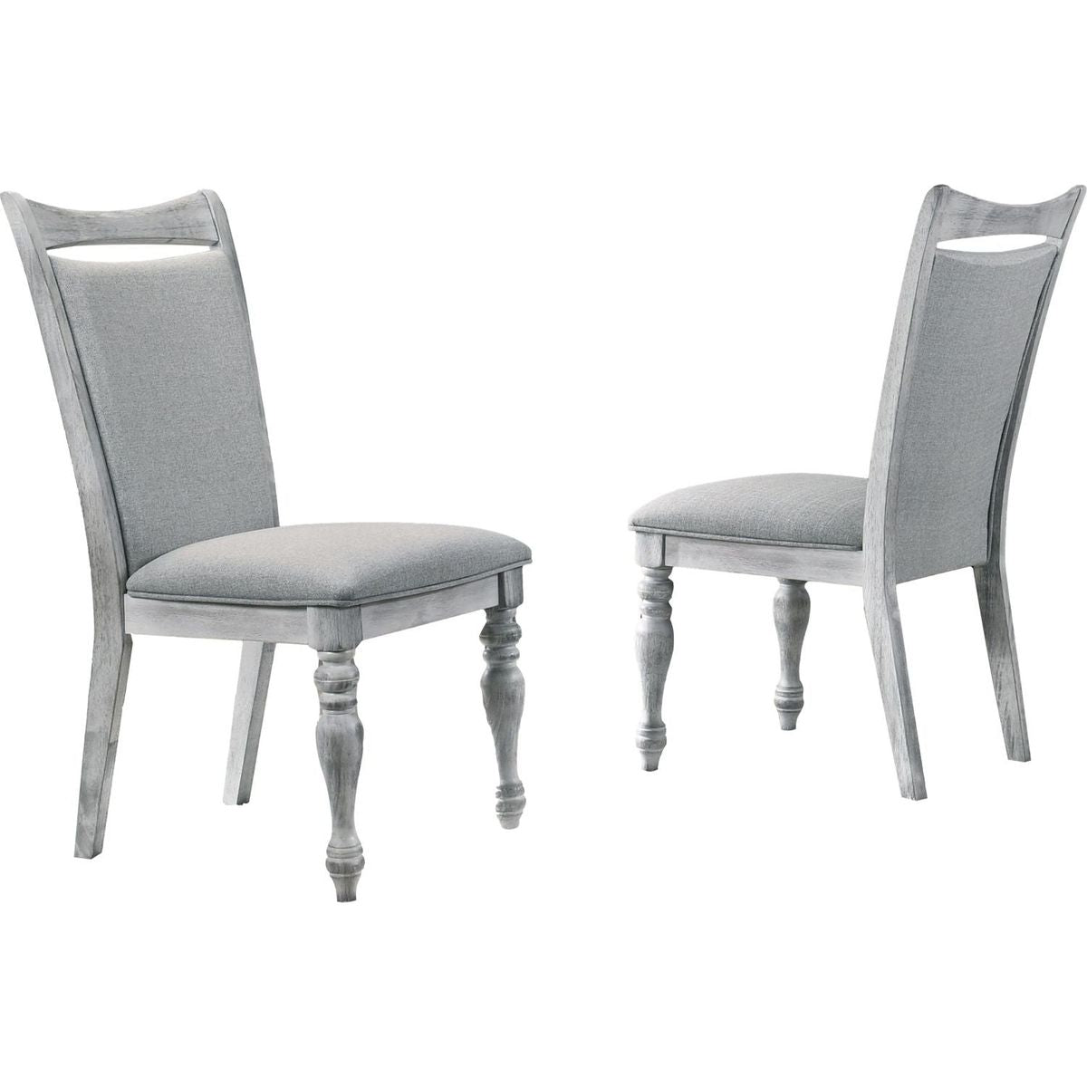 Salines Upholstered Turned Leg Dining Chairs, Set of 2, Rustic White