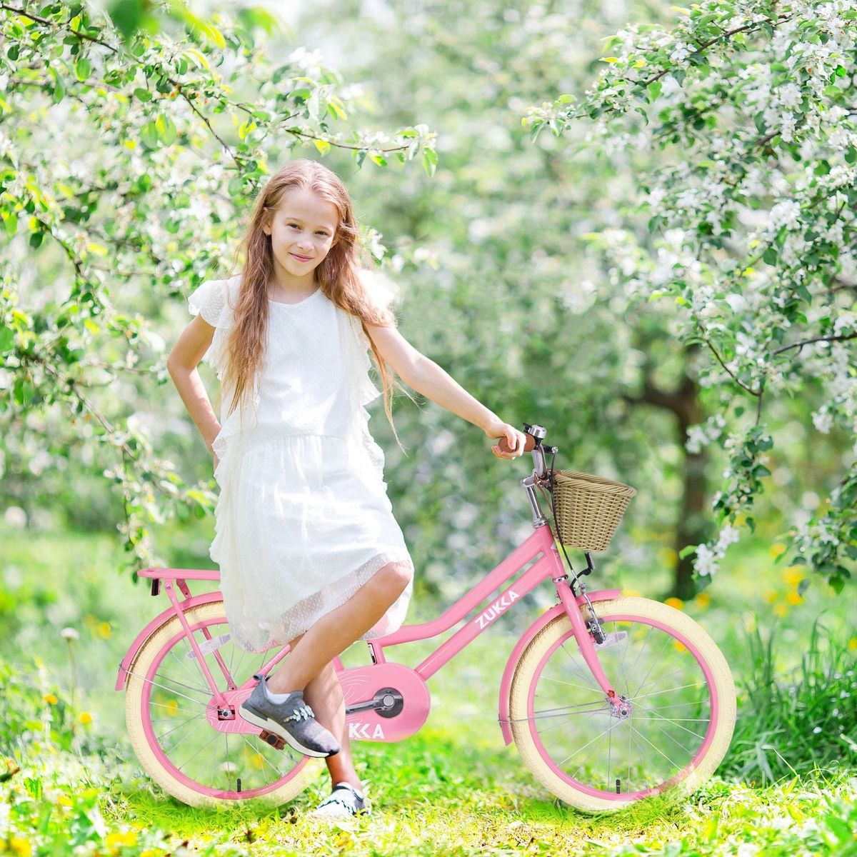 Multiple Colors,Girls Bike with Basket for 7-10 Years Old Kids,20 inch wheel, No Training Wheels Included