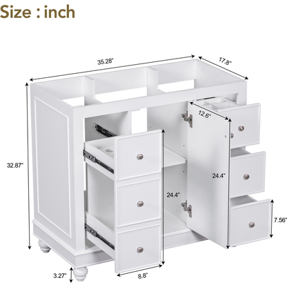 [Cabinet Only] 36" White Bathroom vanity(Sink not included)