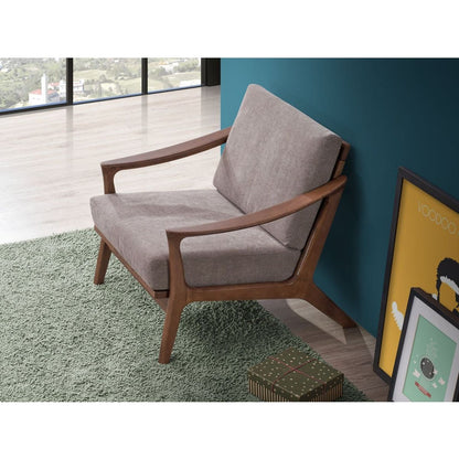 Lide Accent Chair, Light Brown Fabric & Brown Finish