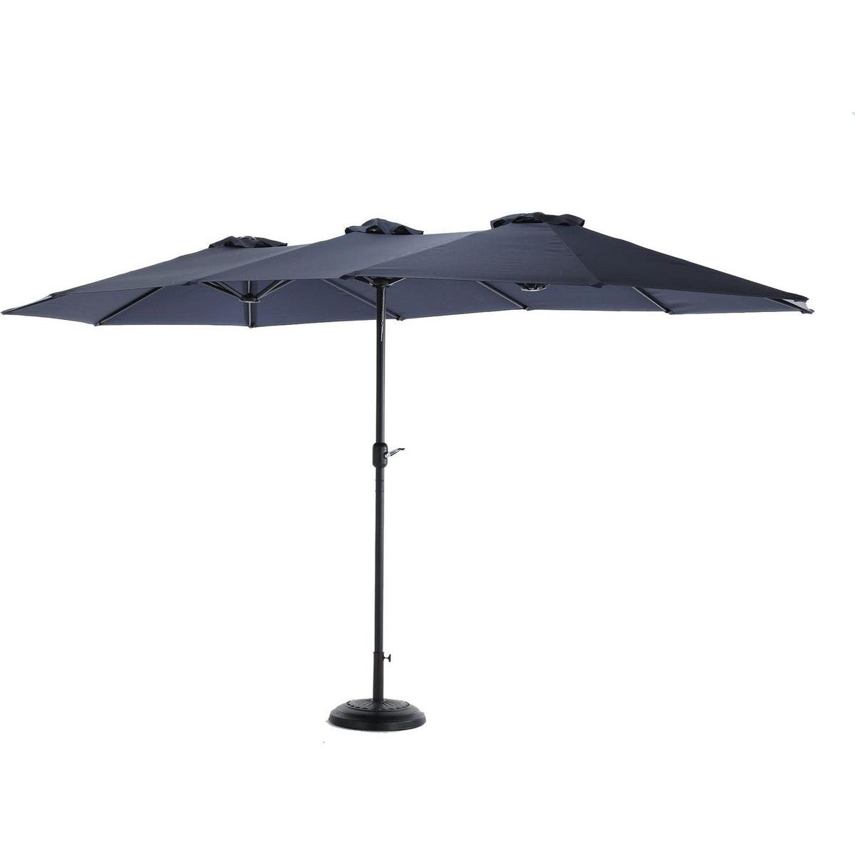14.8 Ft Double Sided Outdoor Umbrella Rectangular Large with Crank (Navy blue)