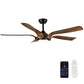 Smart 56" Integrated LED Ceiling Fan with Antique Brown Blades in Matte Black Fan Body Finish