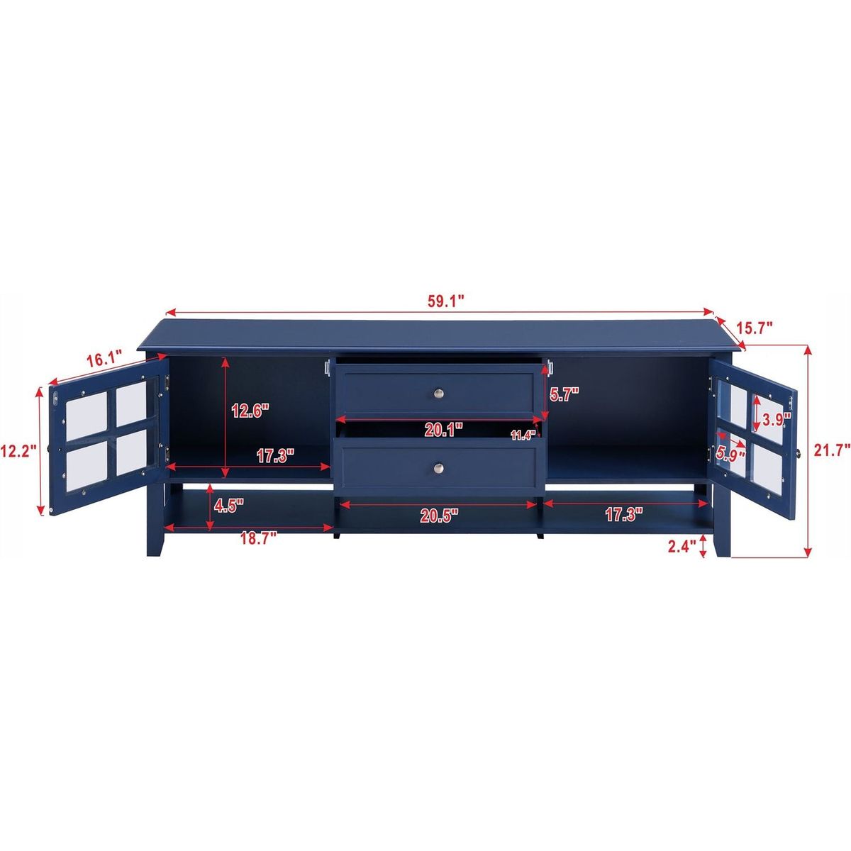 TV Stand for TVs up to 60", Entertainment Center with Multifunctional Storage Space, TV Cabinet with Modern Design, Media Console for Living Room, Bedroom - Streamdale Furniture