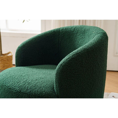 Teddy Fabric Swivel Accent Armchair Barrel Chair With Black Powder Coating Metal Ring,Dark Green