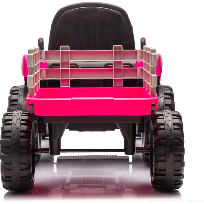 Ride on Tractor with Trailer,24V Battery Powered Electric Tractor Toy, 200w*2motor 1.86-4.97MPH/Remote Control,electric car for kids,Three speed adjustable,USB,MP3 ,Bluetooth,LED light, safety belt.