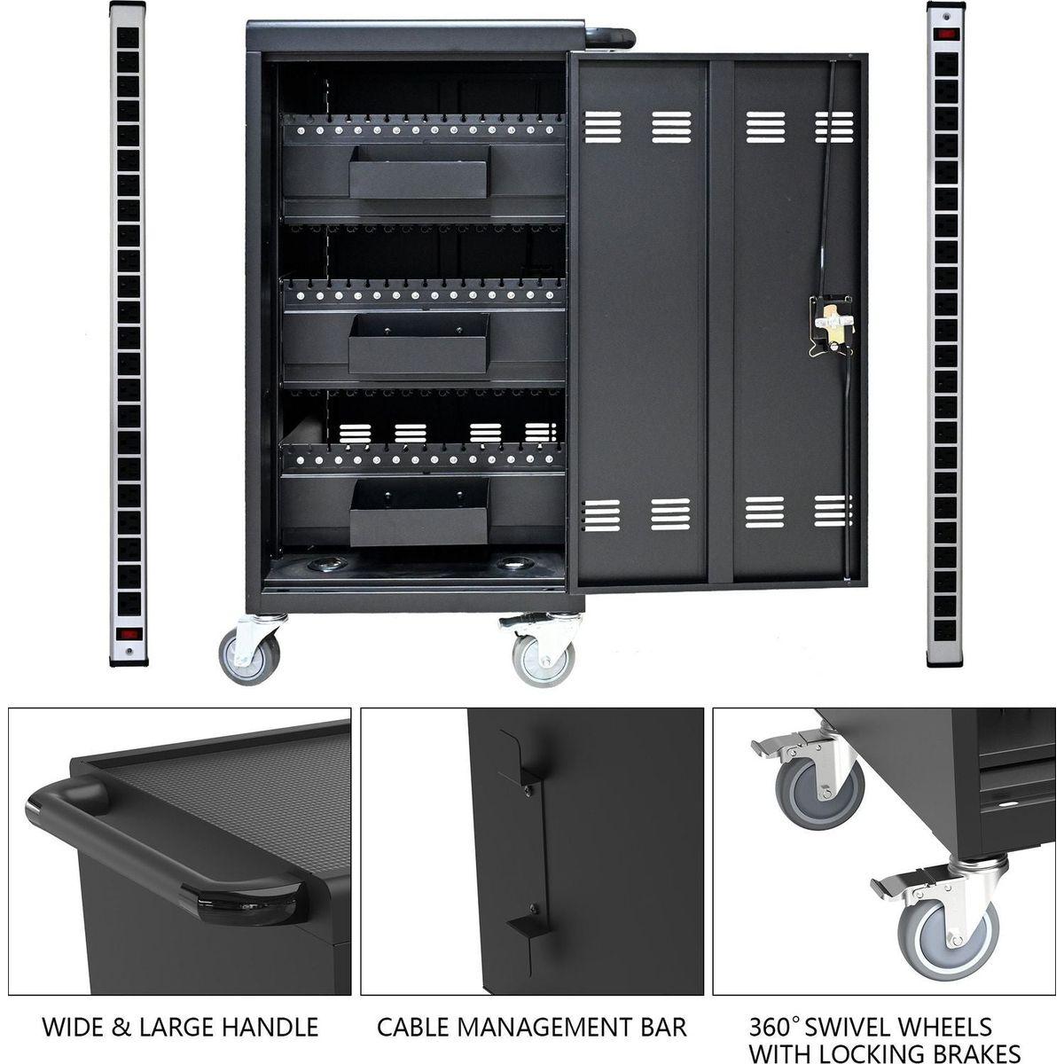 Mobile Charging Cart and Cabinet for Tablets Laptops 45-Device