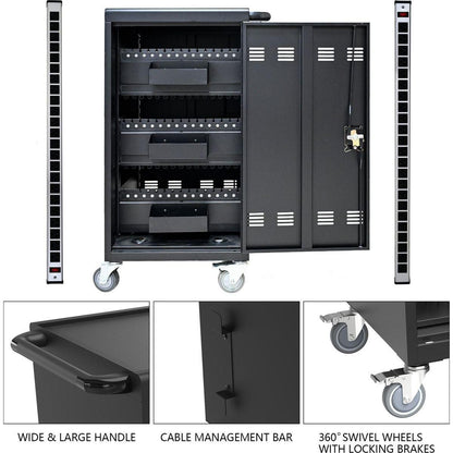 Mobile Charging Cart and Cabinet for Tablets Laptops 45-Device
