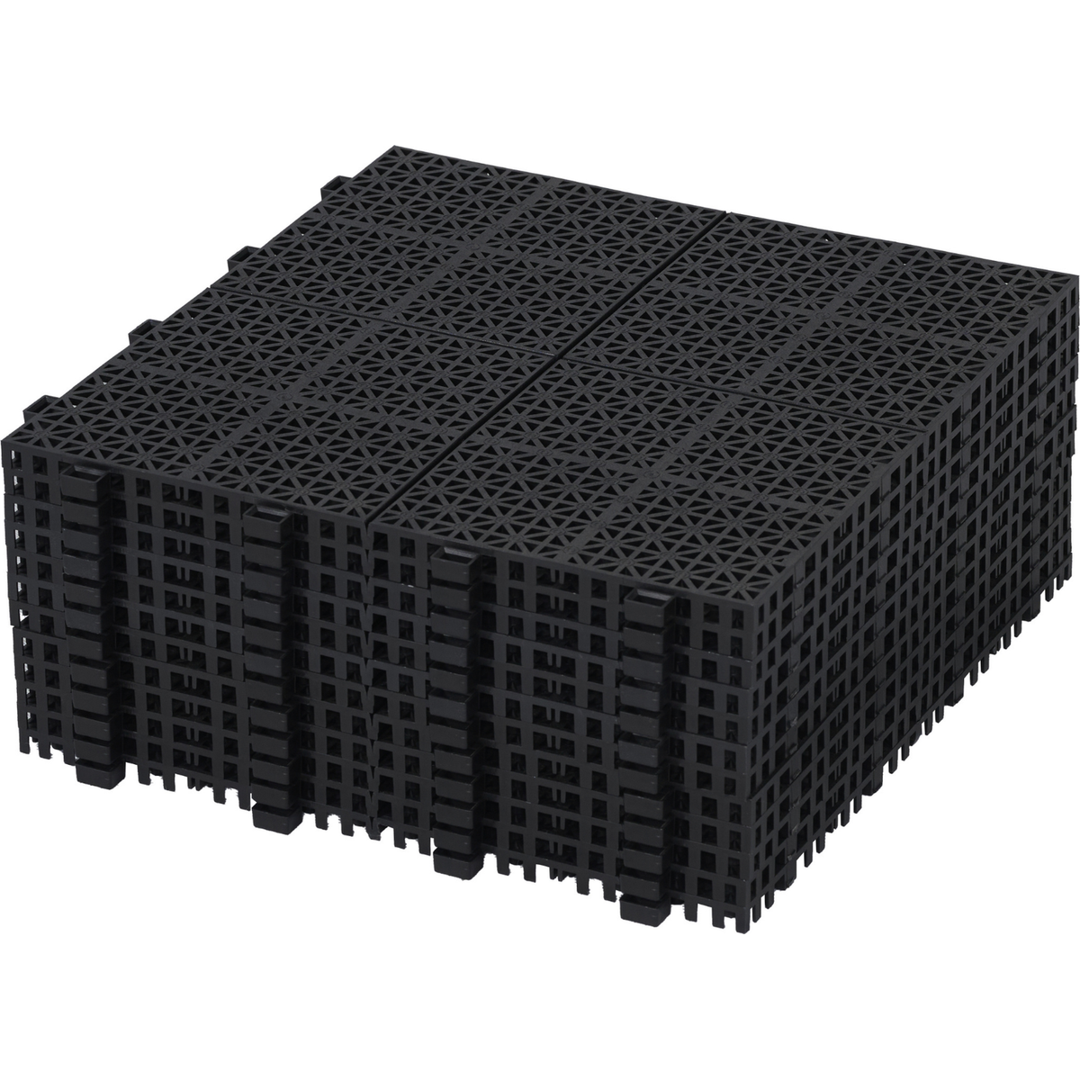 12 x 12 Inch Black Interlocking Deck Tiles Plastic Waterproof Outdoor All Weather Anti-slip Bathroom Shower Balcony Porch Strong Weight Capacity Upto 6613 LBS, Rosette Pattern Pack of 12