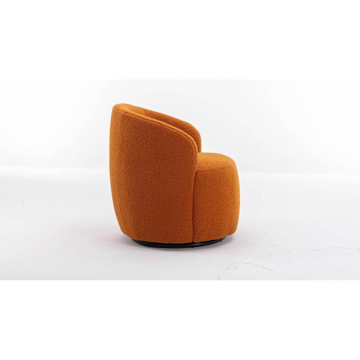 Teddy Fabric Swivel Accent Armchair Barrel Chair With Black Powder Coating Metal Ring,Caramel