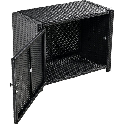 Spa Surround Spa Frame Quadrilateral Outdoor Rattan Sectional Sofa Set with Mini Sofa,Wooden Seats and Storage Spaces, Beige