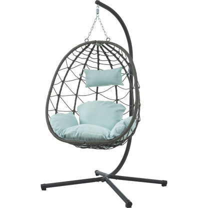 Egg Chair with Stand Indoor Outdoor Swing Chair Patio Wicker Hanging Egg Chair Hanging Basket Chair with Stand for Bedroom Living Room Balcony