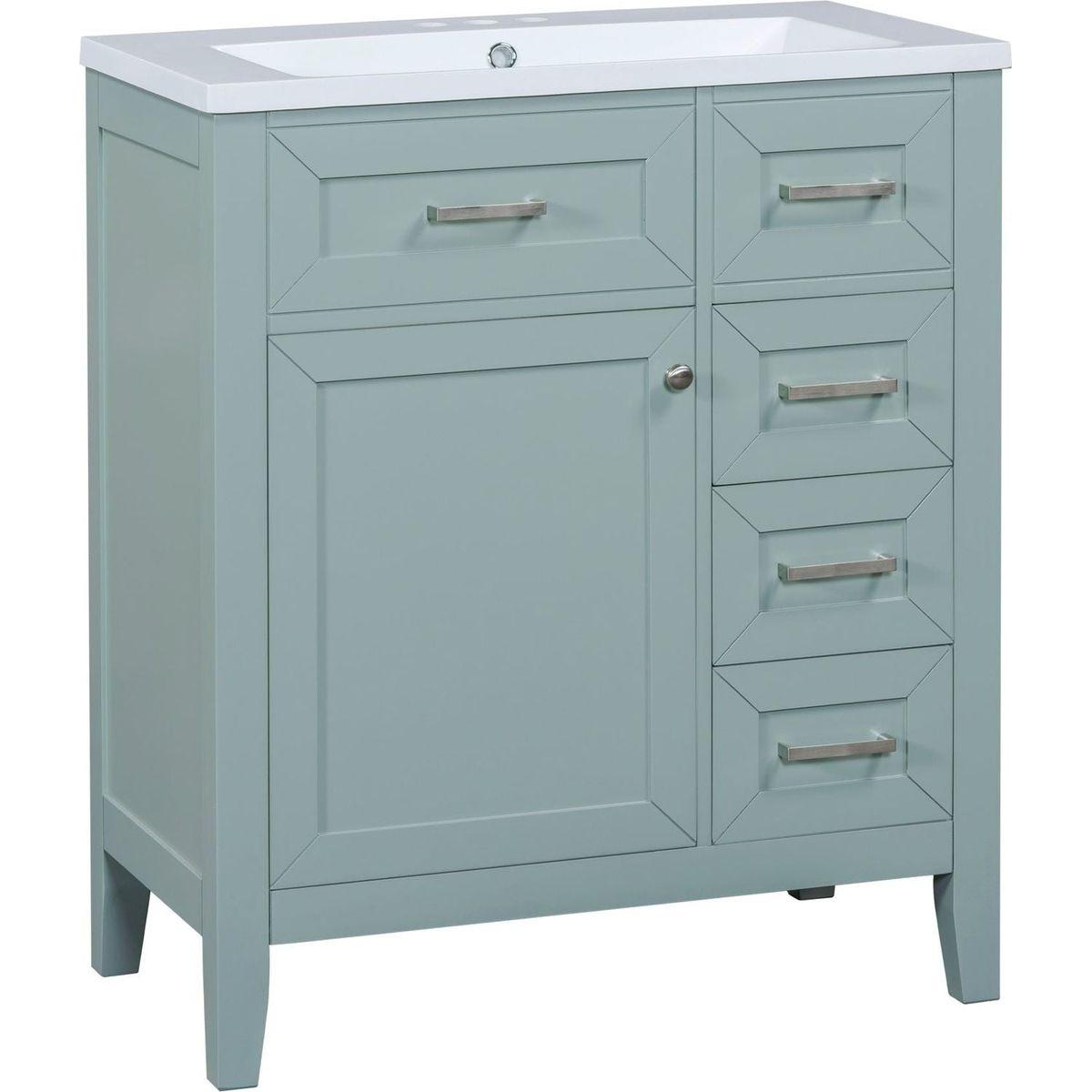 30" Bathroom Vanity with Sink Combo, Green Bathroom Cabinet with Drawers, Solid Frame and MDF Board