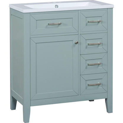 30" Bathroom Vanity with Sink Combo, Green Bathroom Cabinet with Drawers, Solid Frame and MDF Board