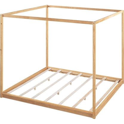King Size Canopy Platform Bed with Support Legs, Natural