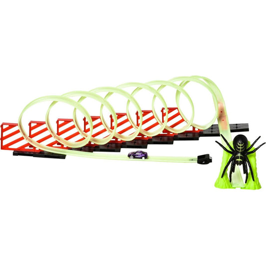 Track Builder DIY Loop Kit with Luminous Effect Spider Model Pull-back Car