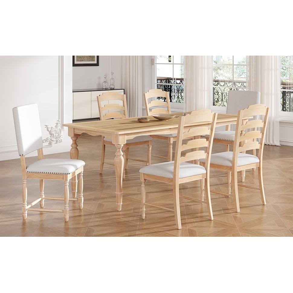 Vintage Traditional 7-Piece 82.7inch Extendable Dining Table Set with 23.6inch Removable Leaf, 4 Serrated Back Chairs and 2 Upholstered Back Dining Chairs for 6, Natural