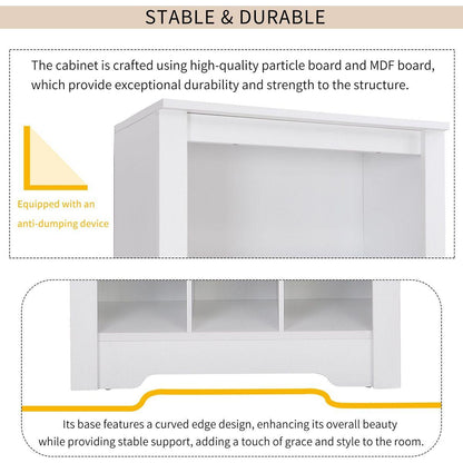 Stylish Design 30 Shoe Cubby Console, Contemporary Shoe Cabinet with Multiple Storage Capacity, Free Standing Tall Cabinet with Versatile Use for Hallway, Bedroom, White