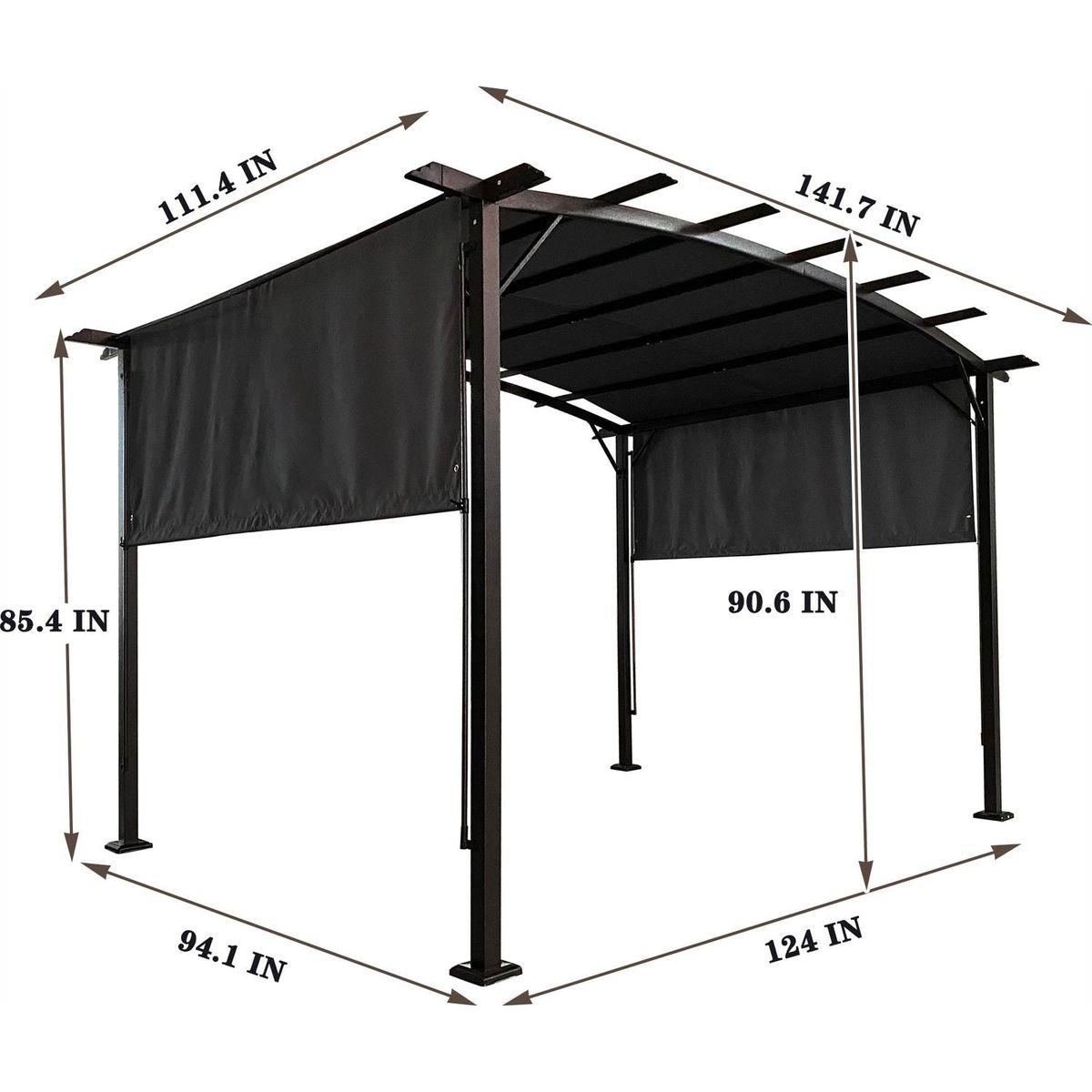 12 x 9 Ft Outdoor Pergola Patio Gazebo,Retractable Shade Canopy,Steel Frame Grape Gazebo,Sun shelter Pergola for Gardens,Terraces,Backyard