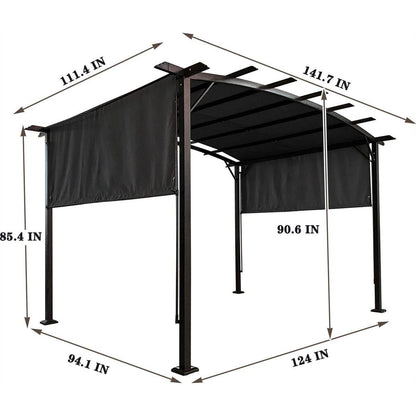 12 x 9 Ft Outdoor Pergola Patio Gazebo,Retractable Shade Canopy,Steel Frame Grape Gazebo,Sun shelter Pergola for Gardens,Terraces,Backyard