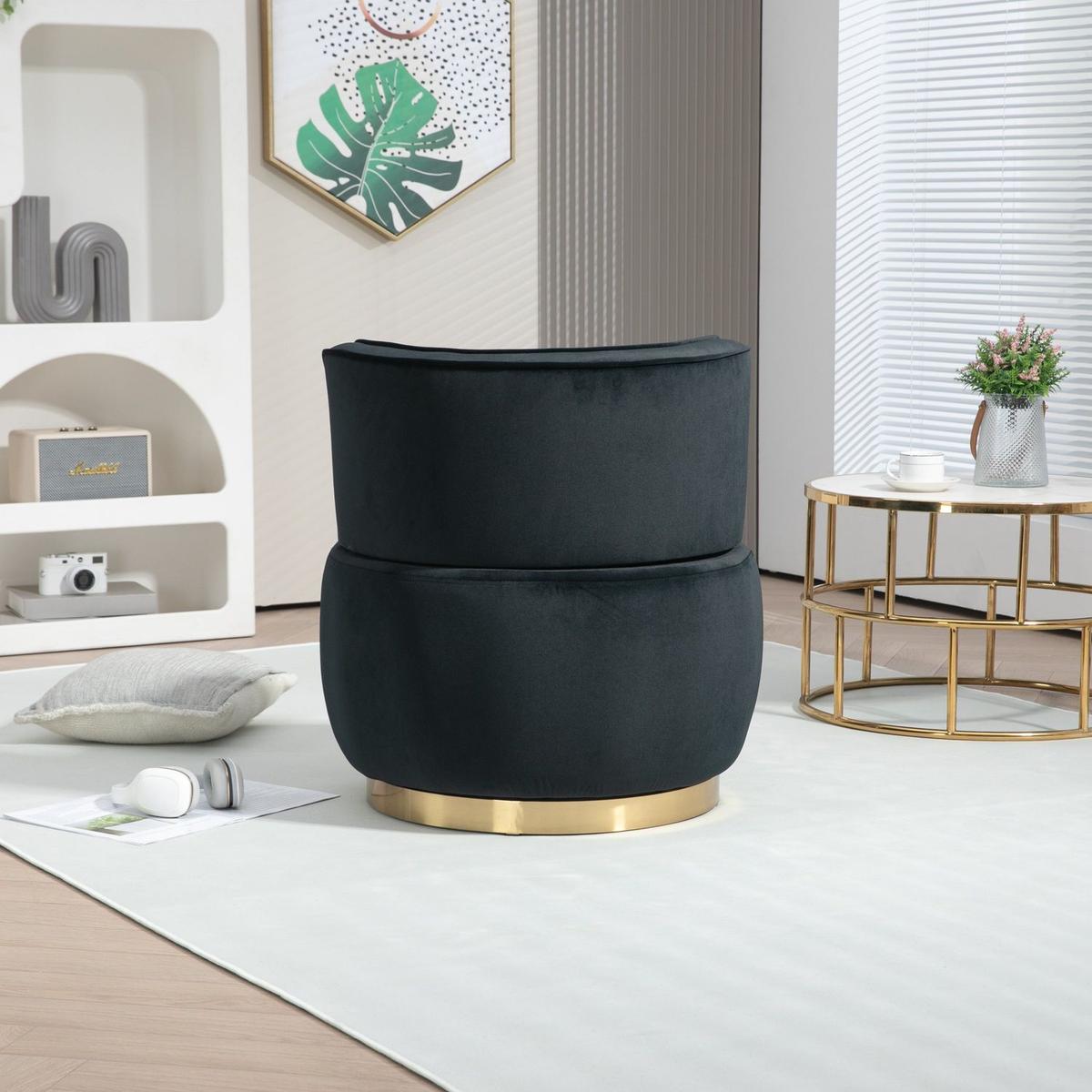 360 Degree Swivel Cuddle Barrel Accent Sofa Chairs, Round Armchairs with Wide Upholstered, Fluffy Velvet Fabric Chair for Living Room, Bedroom, Office, Waiting Rooms