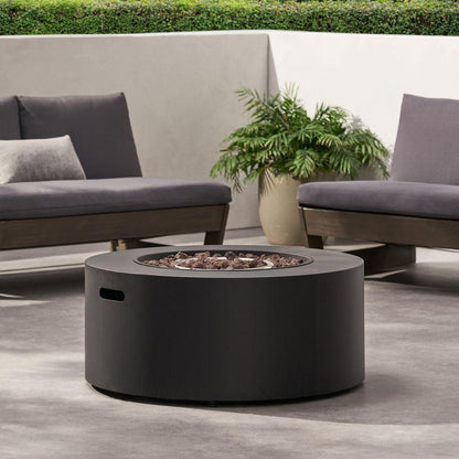 Patio Gas-burning Fire Pit Outdoor Iron Propane Fireplace, 32" Round Fire Pit - 40,000 BTU, Tank outside, Dark Grey