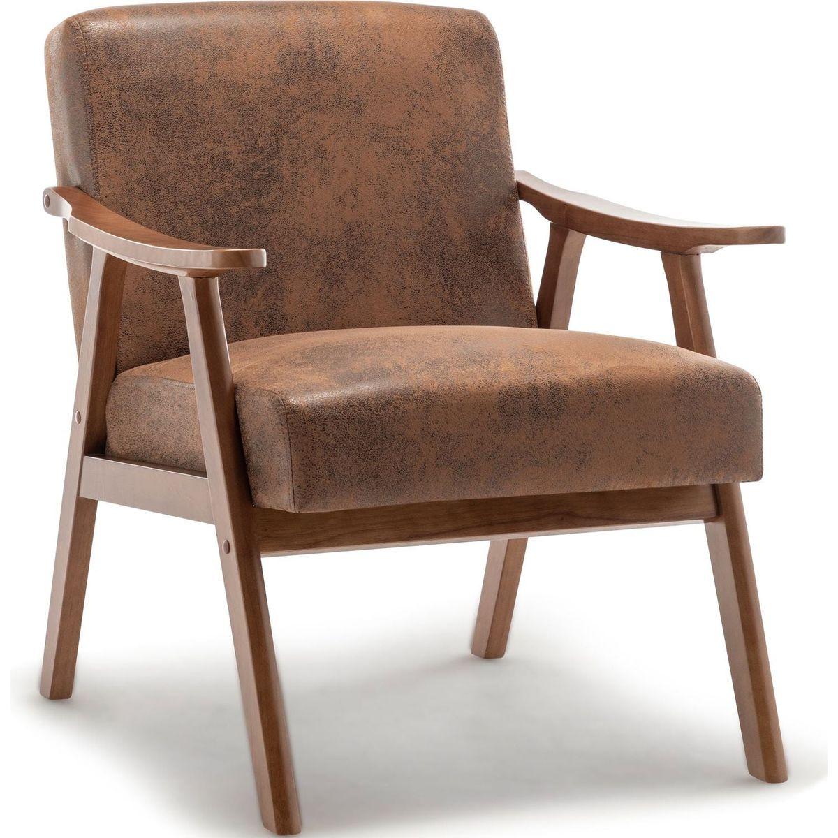 Mid-Century Modern Chair, Living Room Chair with Solid Wood Frame, Accent Chair Extra-Thick Backrest, Wingback Chair for Bedroom, Reading Room, Living Room, Lounge Chair Indoor