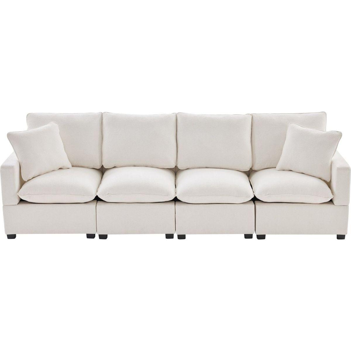 110x29" Modern Modular Sofa, 4 Seat Chenille Sectional Couch Set with 2 Pillows Included, Freely Combinable Indoor Funiture for Living Room, Apartment, Office, 2 Colors