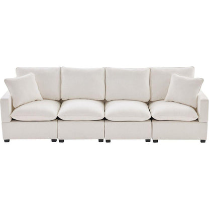 110x29" Modern Modular Sofa, 4 Seat Chenille Sectional Couch Set with 2 Pillows Included, Freely Combinable Indoor Funiture for Living Room, Apartment, Office, 2 Colors