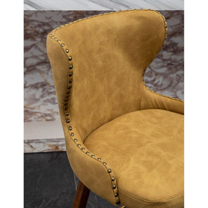 Nevis Mid-century Modern Faux Leather Tufted Nailhead Trim Counter Stool Set of 2, Yellow