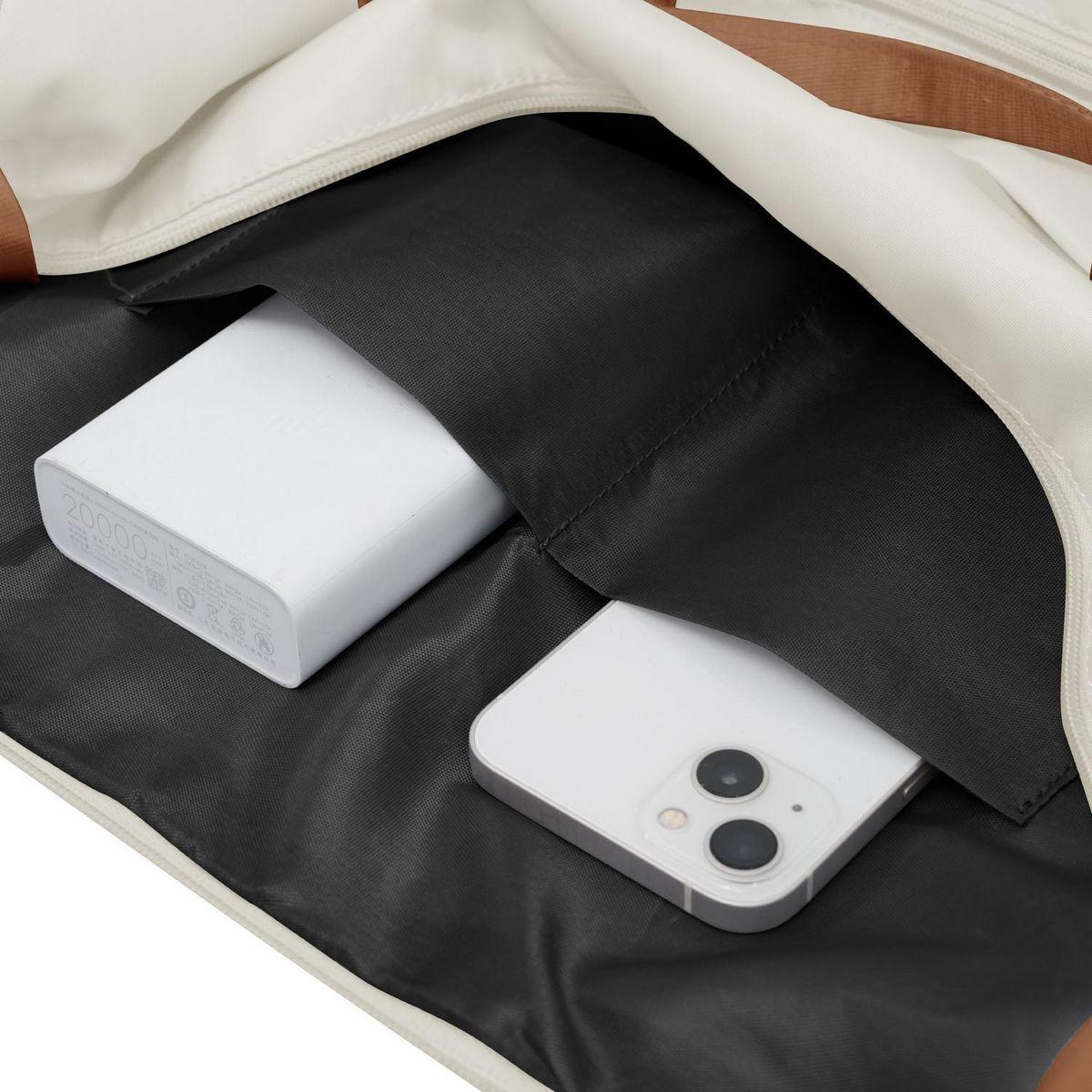 Luggage Sets 4 Piece, Expandable ABS Durable Suitcase with Travel Bag, Carry On Luggage Suitcase Set with 360 Spinner Wheels, ivory and brown